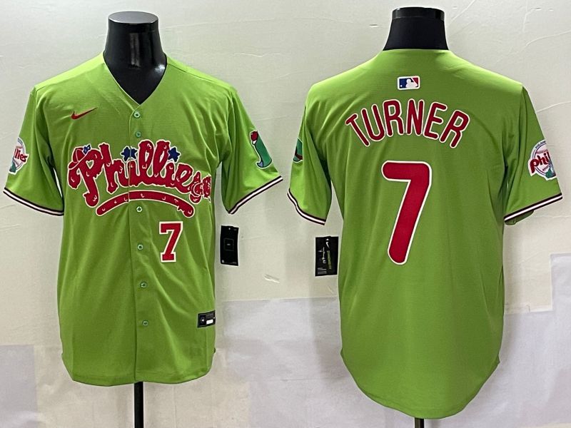 Men Philadelphia Phillies #7 Turner Green Five generations Joint Name 2025 Nike MLB Jersey style 2